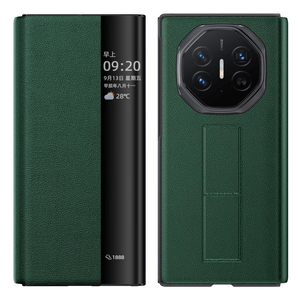 

For Huawei Mate XT XTs Ultimate PU Leather Answer Calls Hands-Free Finger Grip Band Hinge Protection Smart View Case Cover Artificial leather&Huawei Mate XT Ultimate
