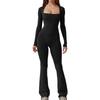 Seamless High Waist Butt Lifting Yoga Jumpsuit Sleeveless Flared Athletic Romper Workout Gym