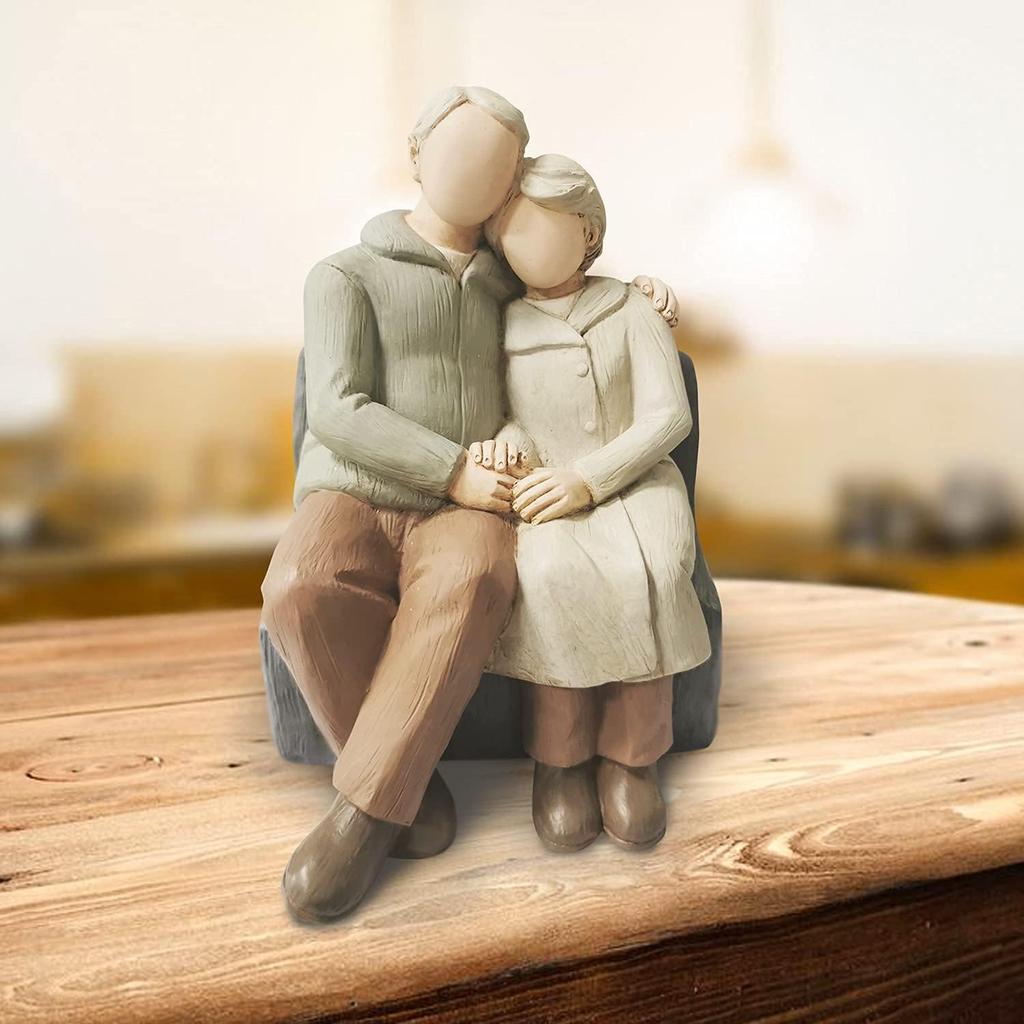 Couple Anniversary Sculpted Hand-Painted Figure Gifts Husband and Wife Wedding Figurine Gift, Happy 10th - 80th Anniversary Statue for Him and Her