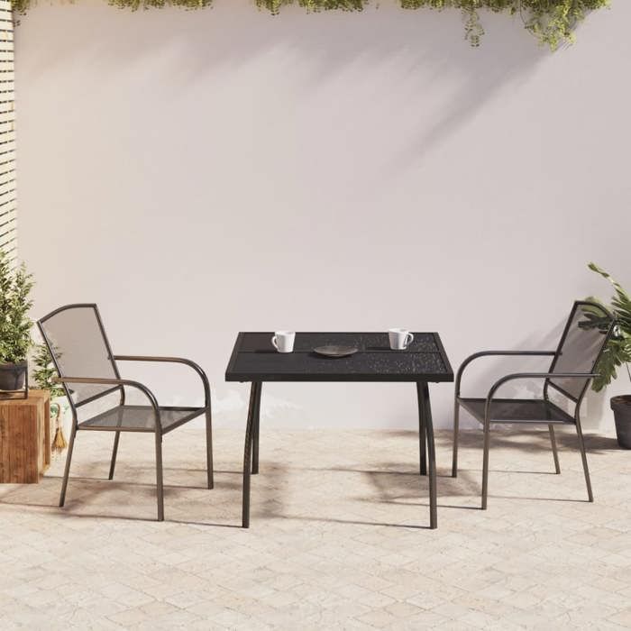VidaXL Ensemble à manger de jardin 3 pcs anthracite acier, ensemble de salle à manger, ensemble de salle à manger 3187967