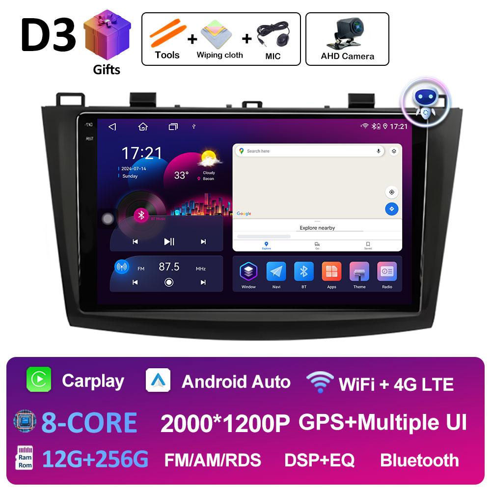 Player Multimedia Pentru Mazda 3 2009 2010 2011 2012 2013 Android Auto Ventilator de Răcire DSP Stereo Carplay Wireless Ecran QLED IPS WIFI