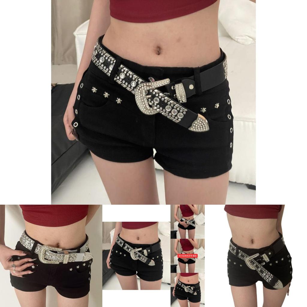 Fashionable Y2k Inspired Wide Waist Belt With Sparkling Rhinestones For Chic Looks