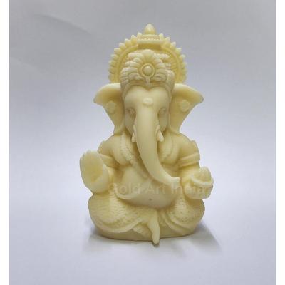 Idolo di Ganesh Avorio 3D per Cruscotto Auto Piccola Murti di Ganesha Idolo di Ganpati per Decorazione Domestica Puja Statua di Lord Ganesh Regalo