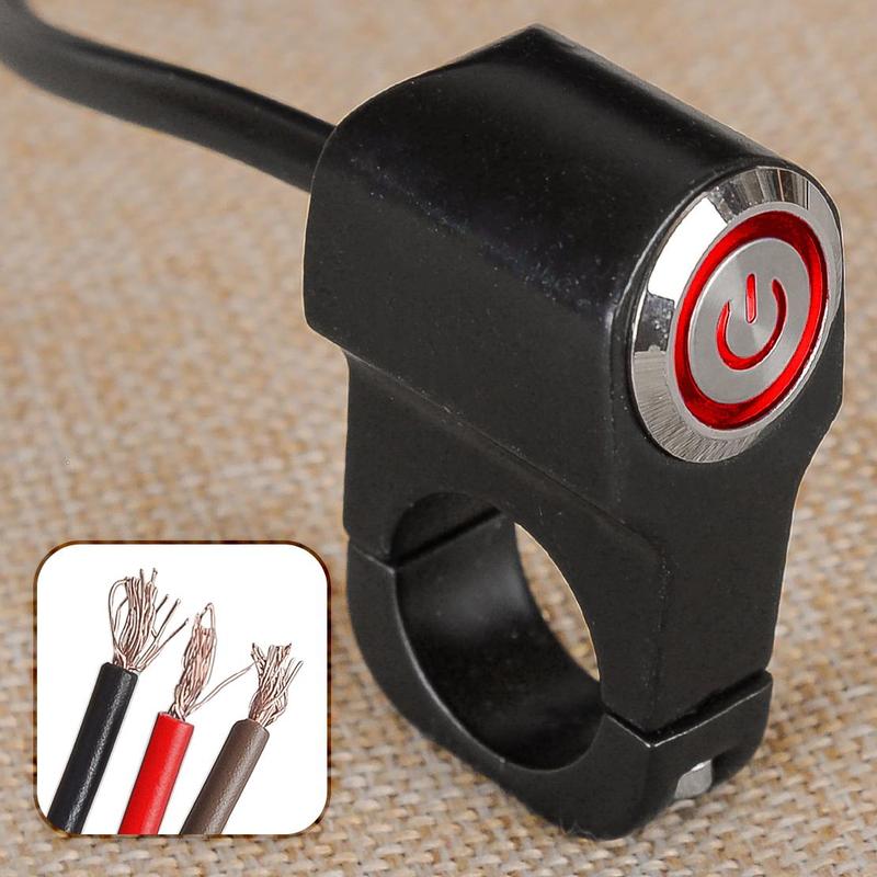 Motorcycle Dirt Bike 7/8  Handlebar Headlight Fog Light Self-Reset On Off Switch Red LED