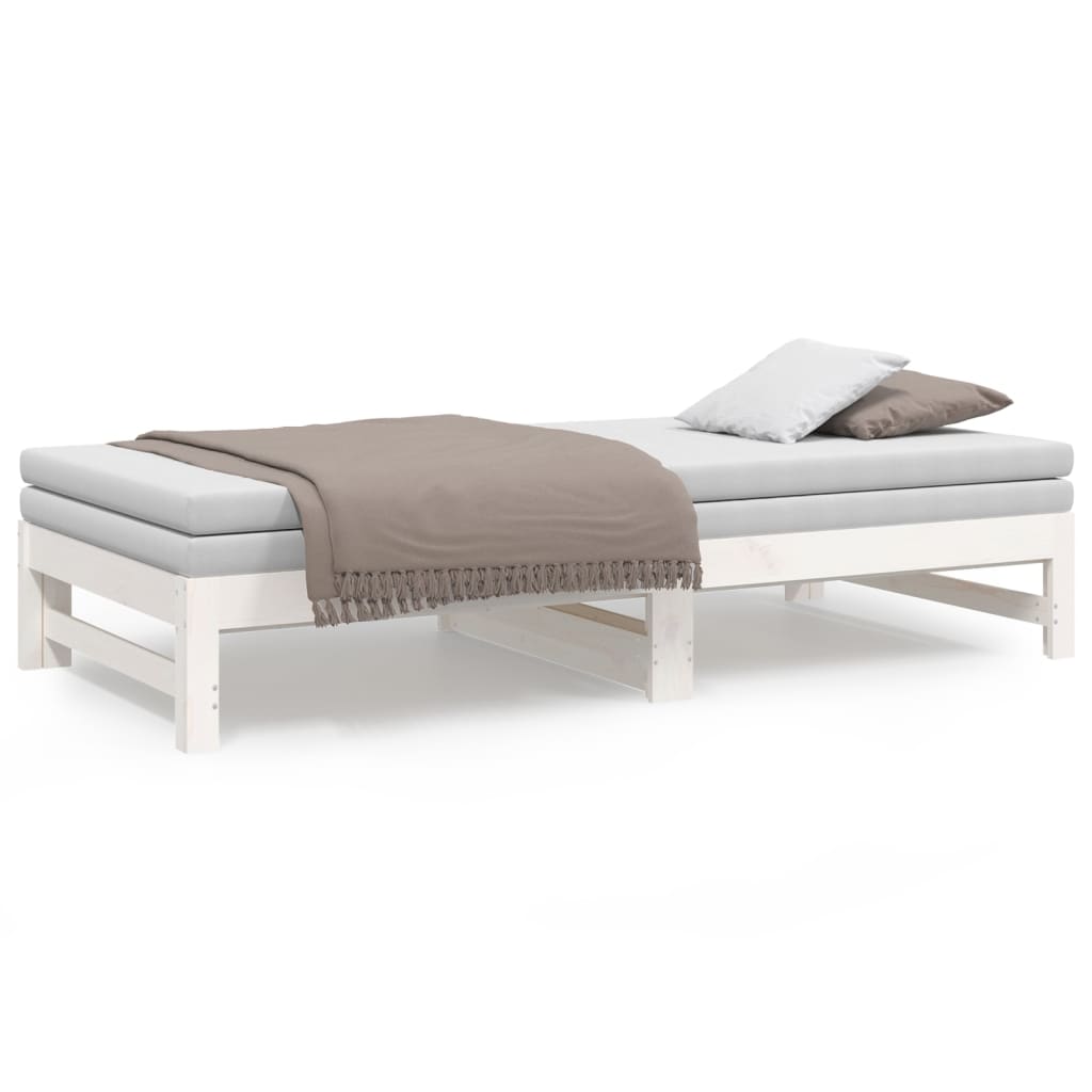Vidaxl Extendable Bed, White, 2X(75X190) Cm, Light Pine Wood