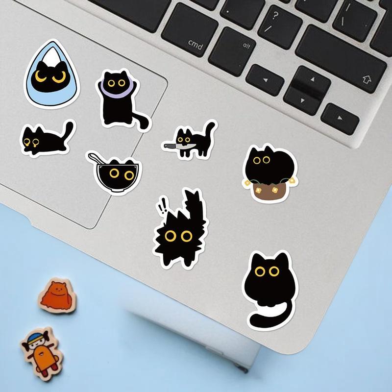 500Pcs Cute Black Cat Stickers Creative Phone Water Bottle Luggage Decals Children Reward Decor Stickers DIY Graffiti Stickers