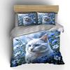 "Floral Cat Art Decoration Set" Soft Skin-Friendly Bedding Set Includes 1 Duvet Cover And 2 Pillowcase, Gift