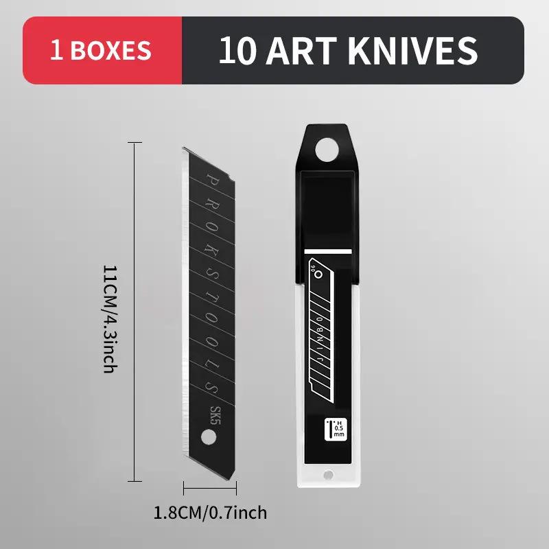 Ultra Sharp Heavy Duty Stainless Steel Craft & Wallpaper Knife with All-Metal Holder 10-Pack Art Knife Blades