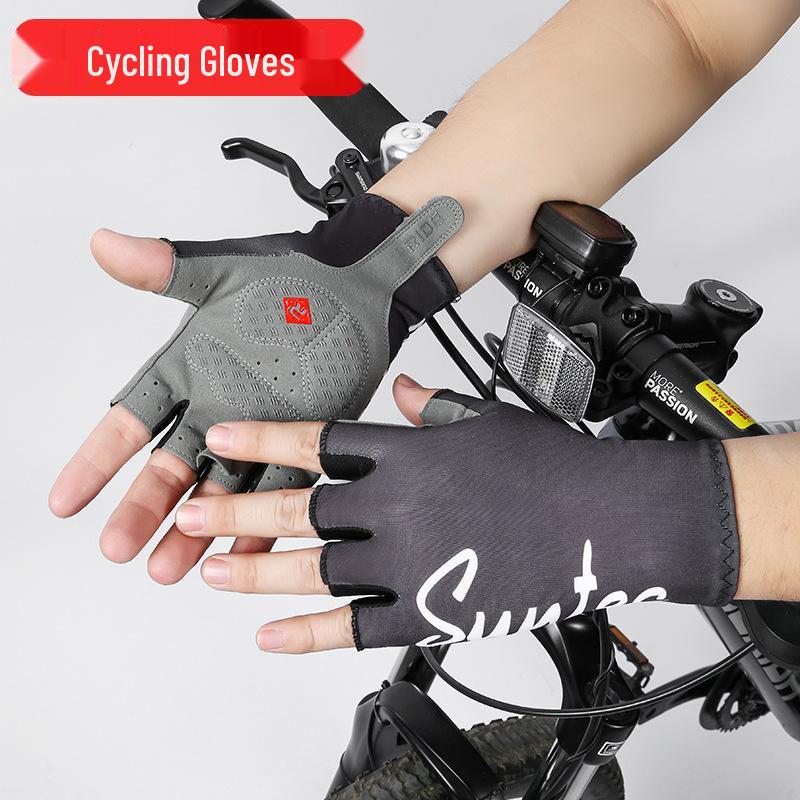 Unisex Half-Finger Cycling Gloves – Non-Slip, Shock Absorbing, Sun Protection for Mountain and Road Biking.