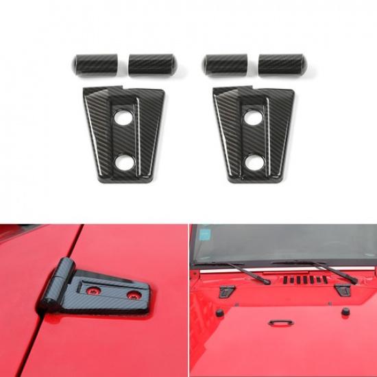 2X Engine Hood Hinge Decor Cover Trim for Jeep Wrangler JK JKU 2007-2017 Carbon
