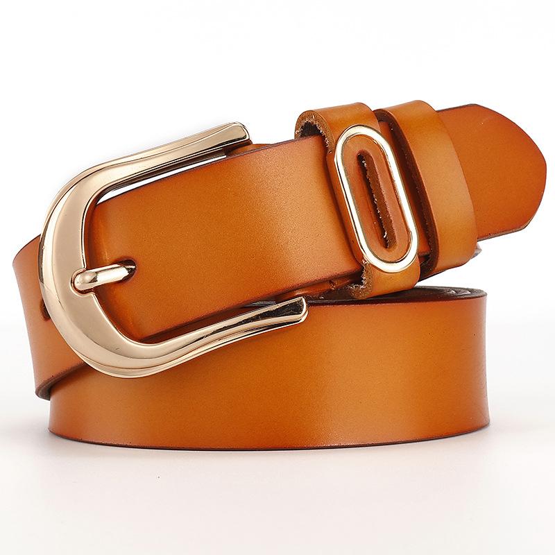 Leather Genuine Women Belt Metal Pin Buckle Jeans Waist Belt Decoration Fashion