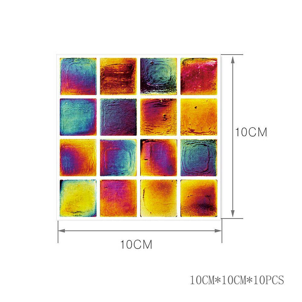 

Плитка 10 шт. Кухонные наклейки Ванная мозаичная наклейка Самоклеящаяся стена Домашний декор Multicolor2,10*10CM*10pcs