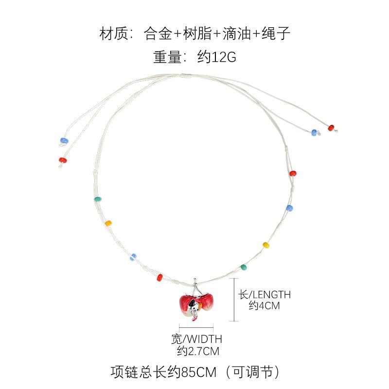 Niche colorful cherry cat necklace original sweet and cute small fresh versatile collarbone chain