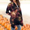 Women's Fashion Casual Retro  Print Mid-Length Cardigan Jacket