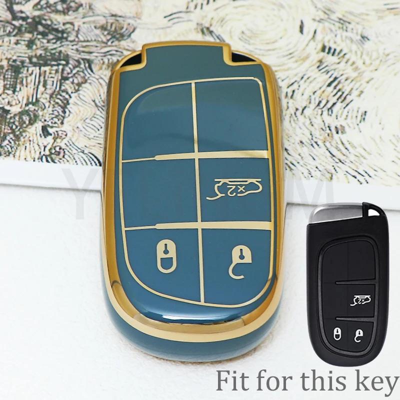 3 5 Buttons Soft Tpu Car Key Case Cover For Jeep Grand Cherokee Dodge Jcuv Dart Journey Chrysler 300C Fiat Remote Fob Keychain