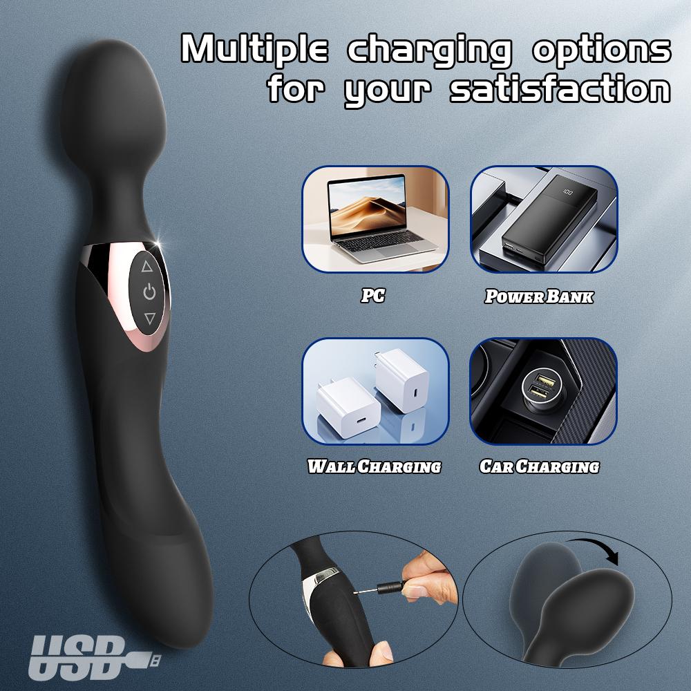 Silicone Dual-Head Powerful Vibrator, AV Vibrator, G-Spot Nipple Clit Stimulator, Masturbator, Female Adult Sex Toys, Sex Toys
