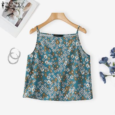 Damen Sommer Lässig Ärmellos Träger Camisole mit Blumendruck