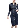 Robe en jean Slim pour femmes, tenue de bureau, mi-manchette, avec ceinture, hiver
