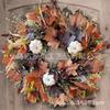 Harvest Wreath With Pumpkins Berries Vine Circle Halloween Thanksgiving Door Decor