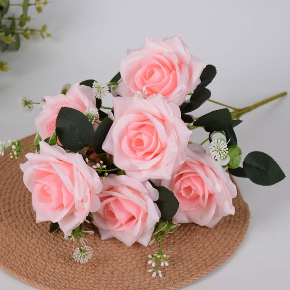 

7 Heads Real Happy Flower 8 Colors Mini Valentine s Day Flowers Photography Photo Gift Natural Simulated Rose Home Decorative