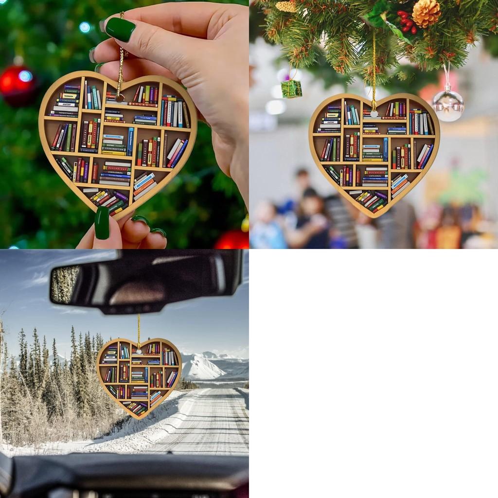 Modern Heart Shaped Acrylic Decorative Ornament For Readers And Librarians Car Interior Decor
