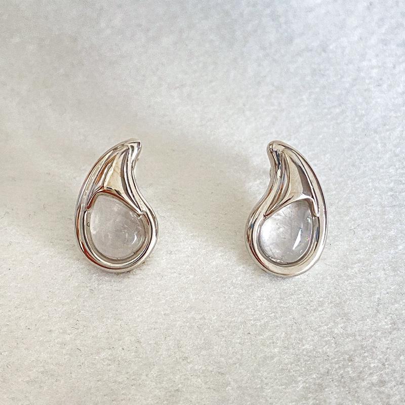 2025 Trendy Teardrop Earrings: Women's Fashion Studs with Inlaid Natural Crystals