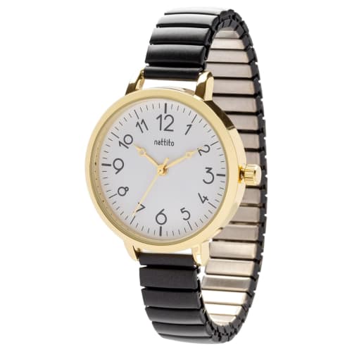 Fieldwork Women's Analog Watch with Bellows Strap, Stainless Steel, Black, Maruru, YM118-5