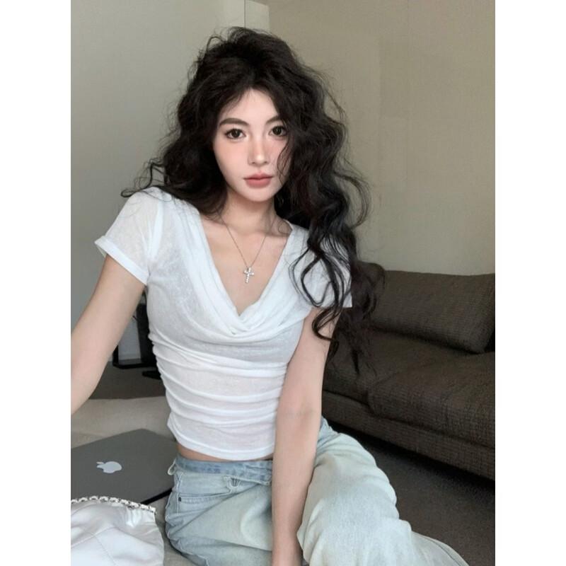 Zuose Women s Slim Fit Knit Scoop Neck Short Sleeve Top One Size (90-120 Jin)