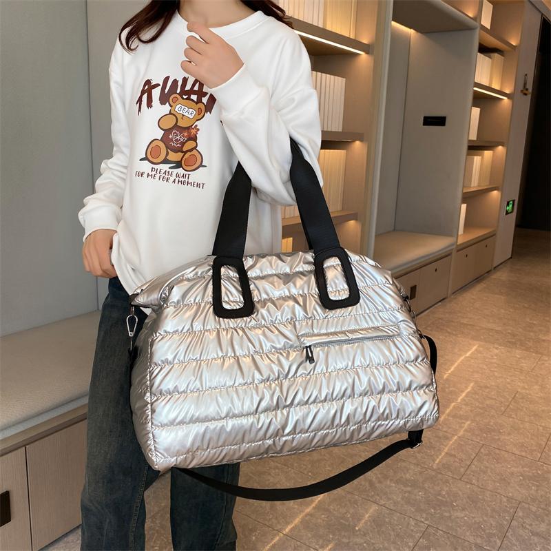 A Solid Color Bright Surface Sports Fitness Bag Shoulder Bag, Fashion, Large Capacity, Excellent Feel, Waterproof