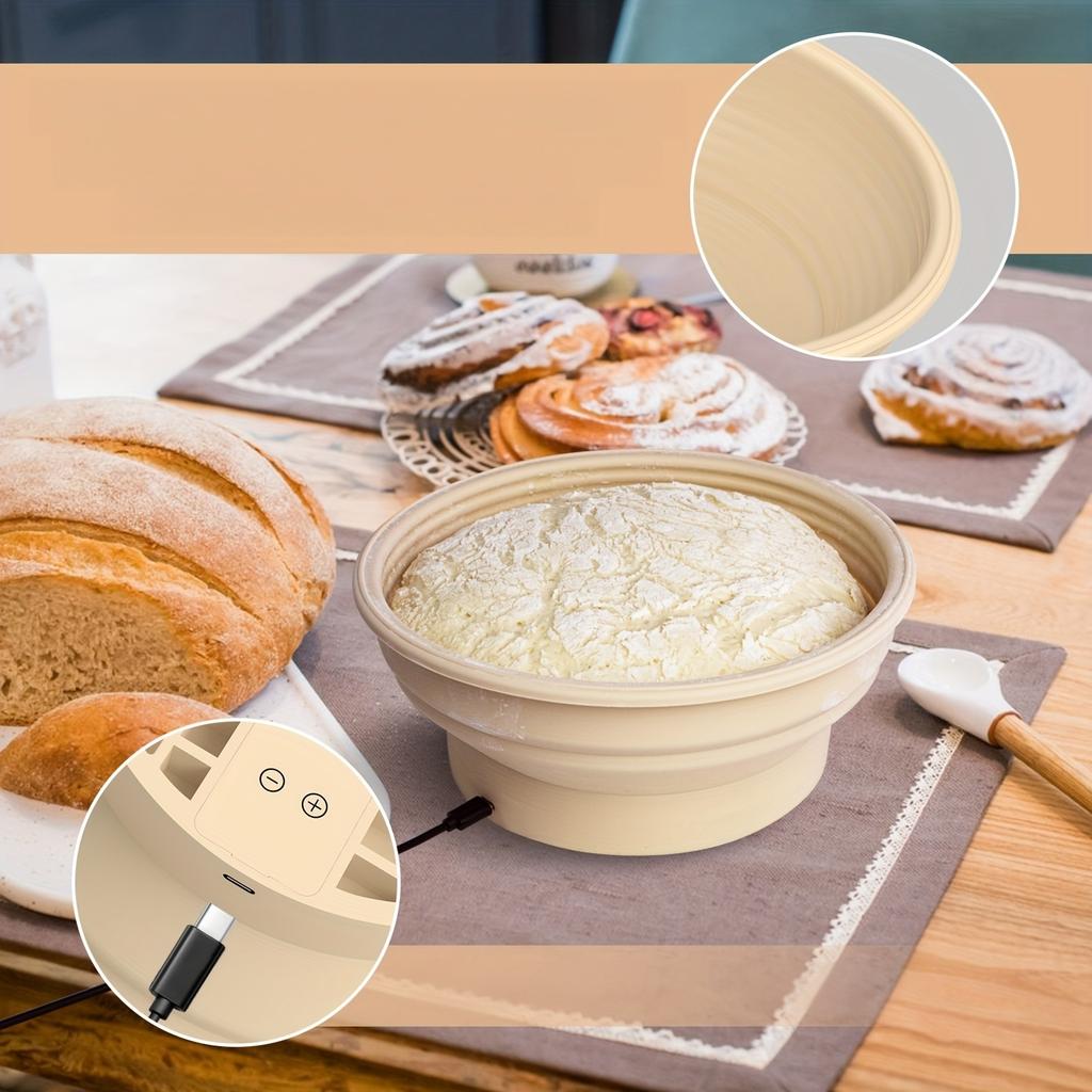 4-Level Temperature Control Silicone Fermentation Bowl with Thickened Edges for Bread Proofing Holiday Party Baking Food Warmer