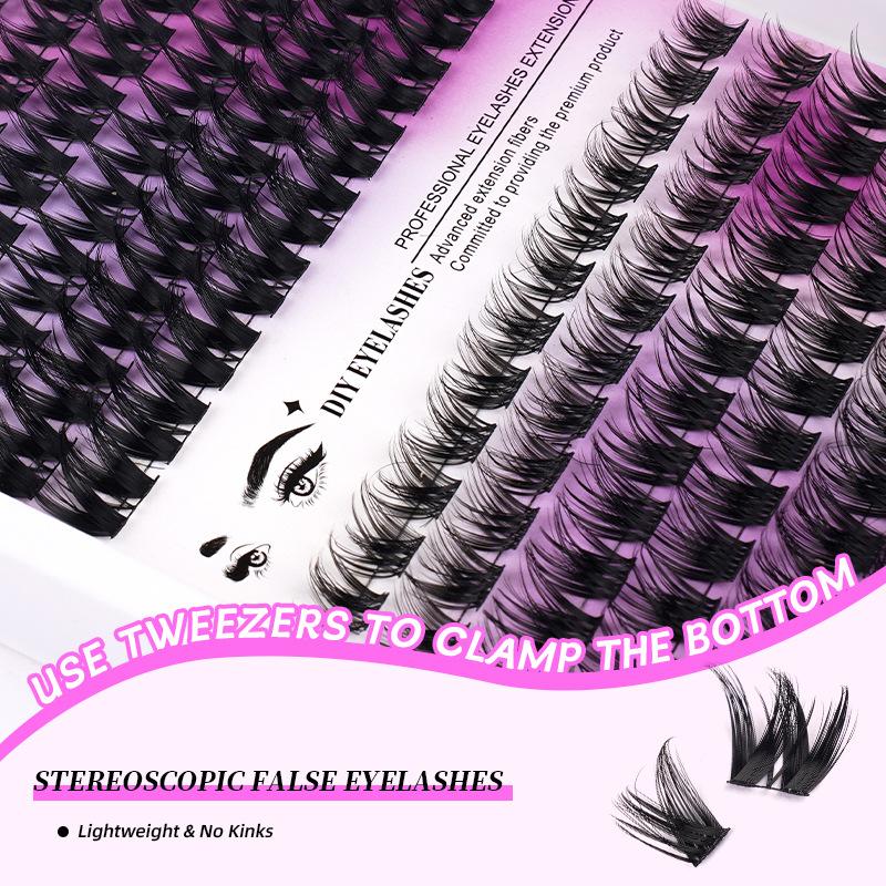 Diy Eyelash Glue Set, Natural Thick 280 Clusters Segmented False Eyelashes