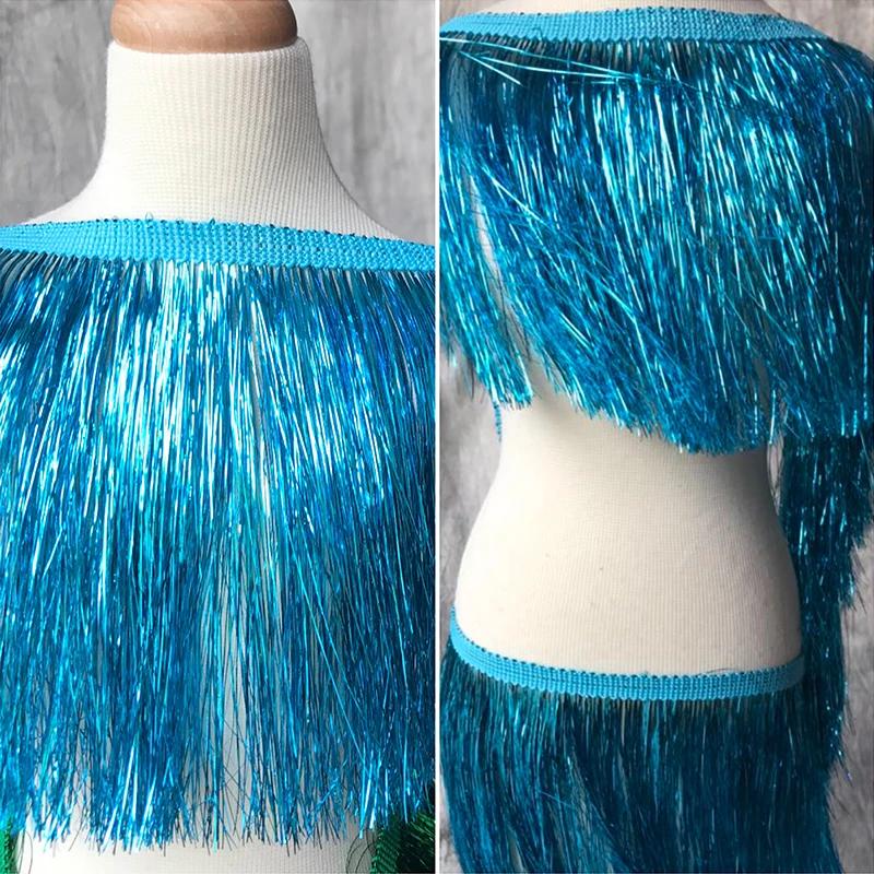 1.1 Yards Laser Shiny Tassel Fringe Trim Lace Ribbon Tassels Christmas Decor Curtains Latin Dance Dresses Skirt Fringes Sewing