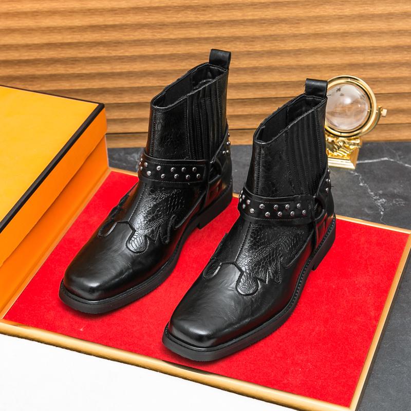 Fashion Size 38-46 Retro Men Ankle Boots Men Comfortable Fashion Cowboy Boots European Outdoor Waterproof Training Brand Boots Men