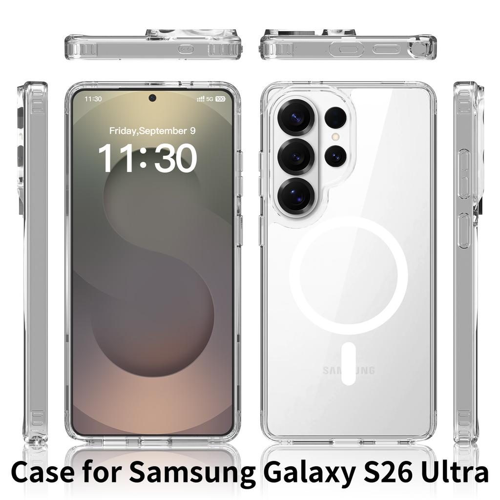For Samsung Galaxy S26 Ultra Magnetic Case 2.0mm Scratch Resistant TPU + PC Phone Cover