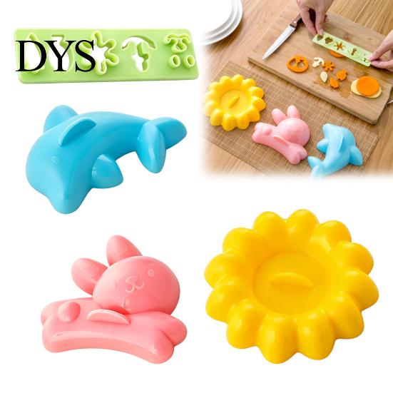 Sushi Making Kit 4PCS Cute Rice Ball Molds, Rabbits Dolphins Flowers And Long Shape, Bento Box Accessories Portable Food Grade PP Maker for