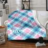 Pink And Blue Plaid Home Customize Your Name Blankets Soft Lightweight And Versatile For All Seasons Perfect For Picnics Sofa Office Bed Living Room