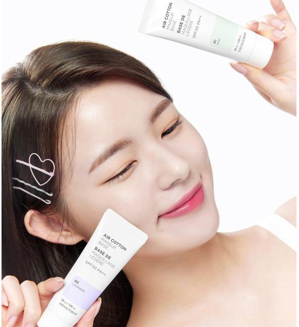 The Face Shop Air Cotton Makeup Base SPF30 – Tone Correcting Primer (Lavender / Mint, 35g)