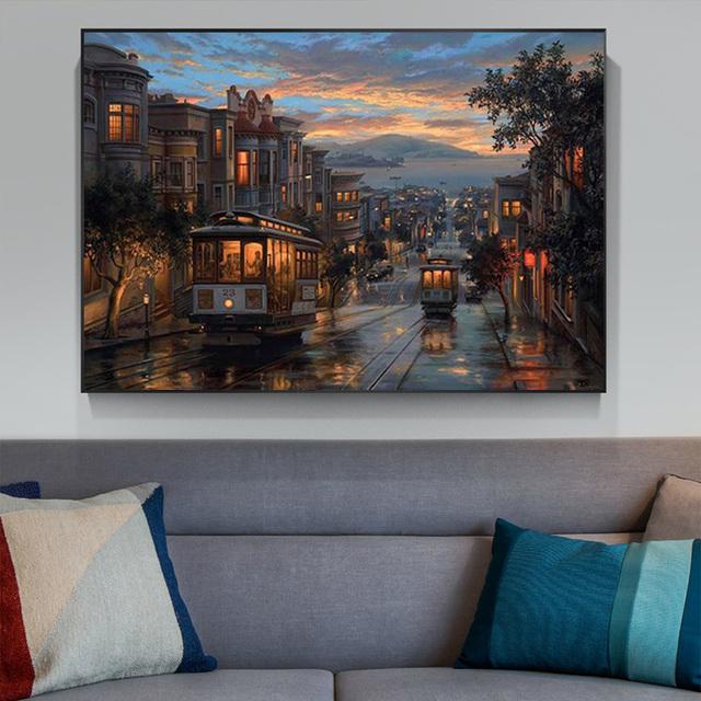 Canvas Painting Landscape Art City Night Posters Art Prints for Living Room Decoration Home Decor Sunset Wall Art Picture No Frame