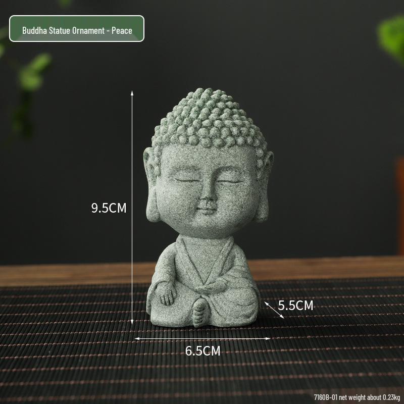 Porcelain Green Sandstone Buddha Ornament for Zen Fish Tank or Bonsai Display