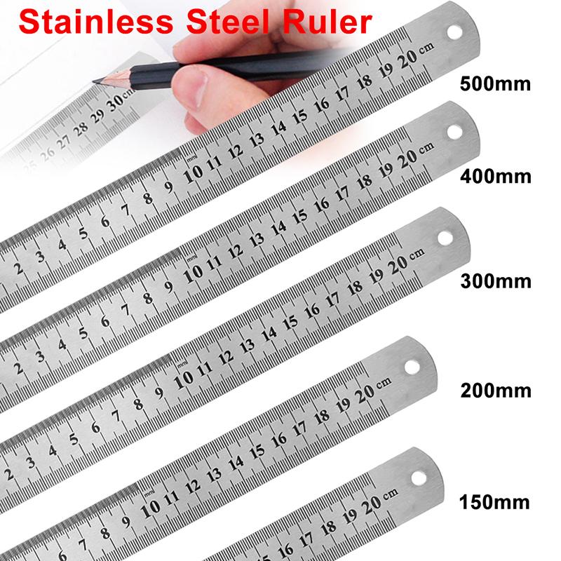 Metal Scale Stainless Steel Straight Ruler Measuring Stationery Drafting Accessories Hand Measuring Tool School Office Supplies