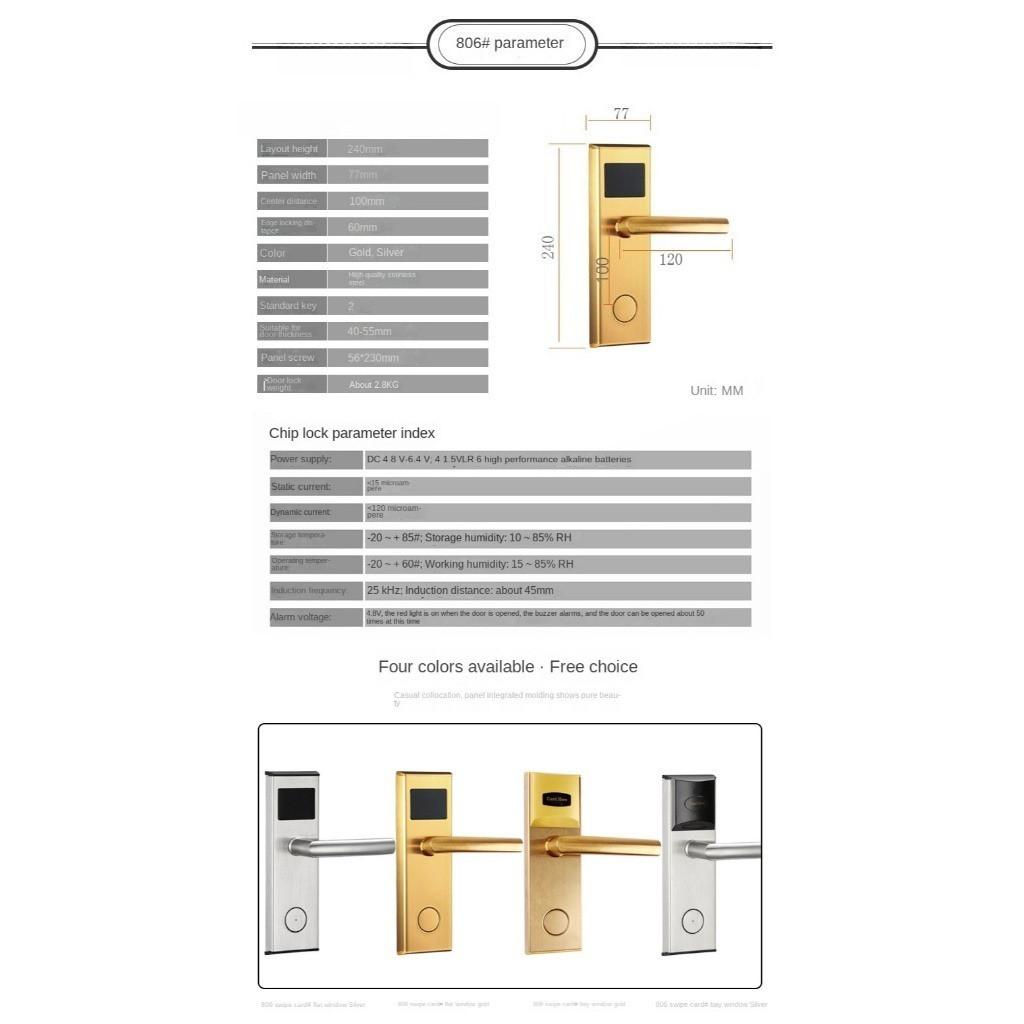 Hotel-Wischkarten-Schloss Smart-Induktions-IC-Magnetkarten-Schloss Elektronisches Türschloss für Wohnung Gasthof Langzeit-Kurzzeit-Miete Türschloss