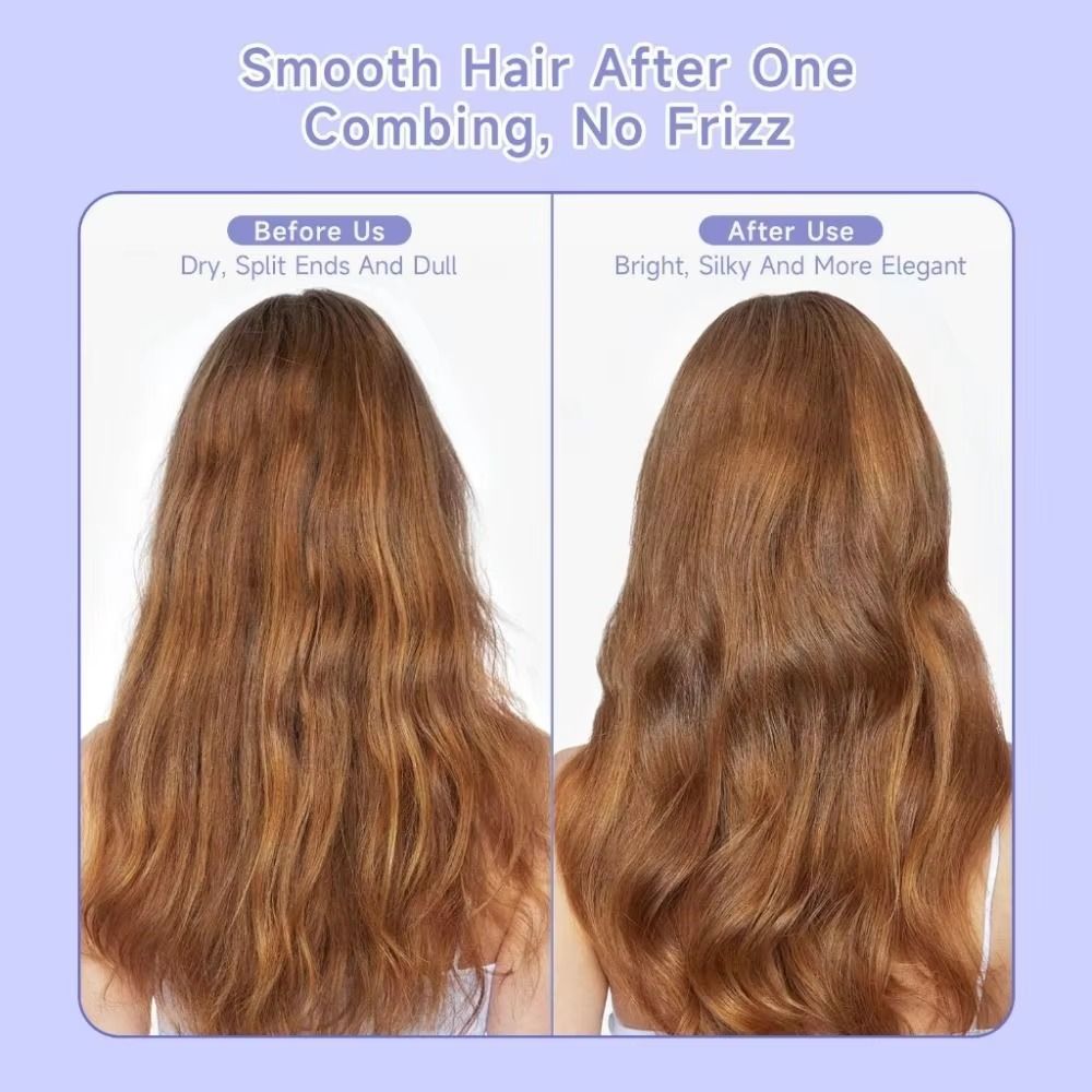 Anti-Scald Protection Electric Hair Straightener Brush Negative Ion Styling Tool  Gift Women