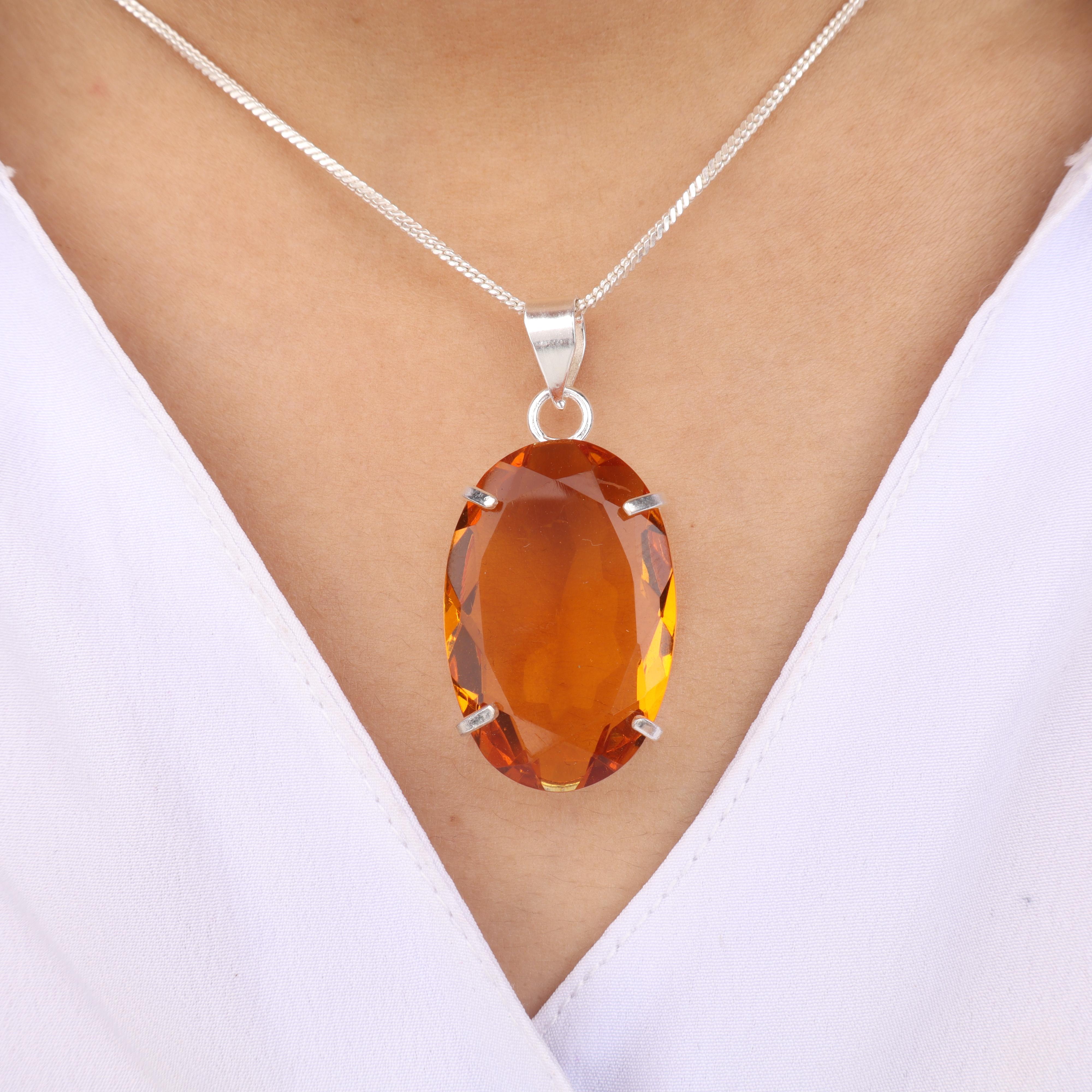 

Серебряный кулон с цитрином, серебро 925 пробы, ручная работа, женское украшение, подарок на ноябрь, кулон для матери/жены PP-64-2