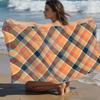 Retro Orange Plaid Beach Towel Quick Dry Sand Free Soft Absorbent Towel for Beach Swimming Pool Holiday Travel Daily Use