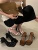 Fashion Comfort Shoes for Women 2025 Summer Open Toe High Heel Sandals Suit Female Beige Buckle Strap Peep High-heeled Clear Outside Bla