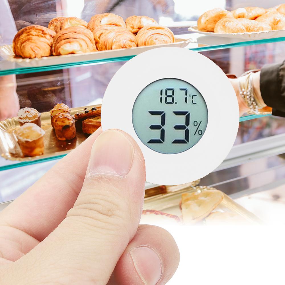 Mini Circular Embedded Digital LCD Thermometer Hygrometer Humidity Temperature Meter IndoorWhite Color: Yellow, Red, White, Blue, Green, Black (Opt