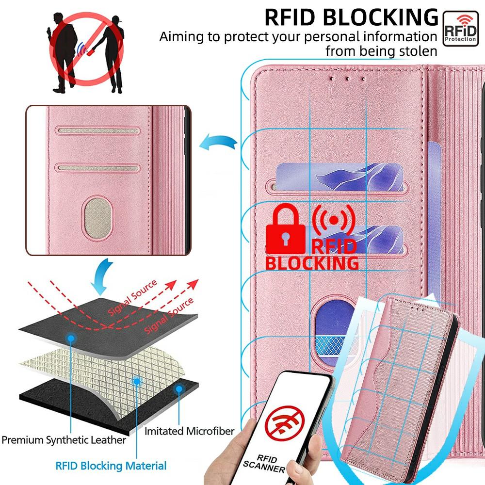 For Motorola Edge 50 Fusion 5G Leather Case Wallet Stand Phone Cover with RFID Blocking