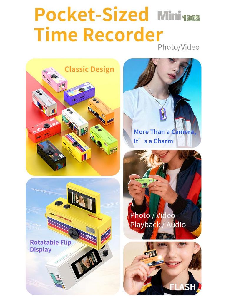 LK030 Kids' Travel Flip Screen Mini Camcorder