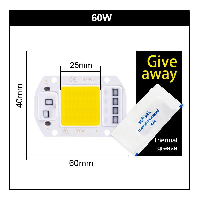 110V 220V LED Chip 10W 20W 30W 50W 60W 70 COB Chip No Need Driver LED Lamp Beads for Flood Light Spotlight Lampada DIY Lighting