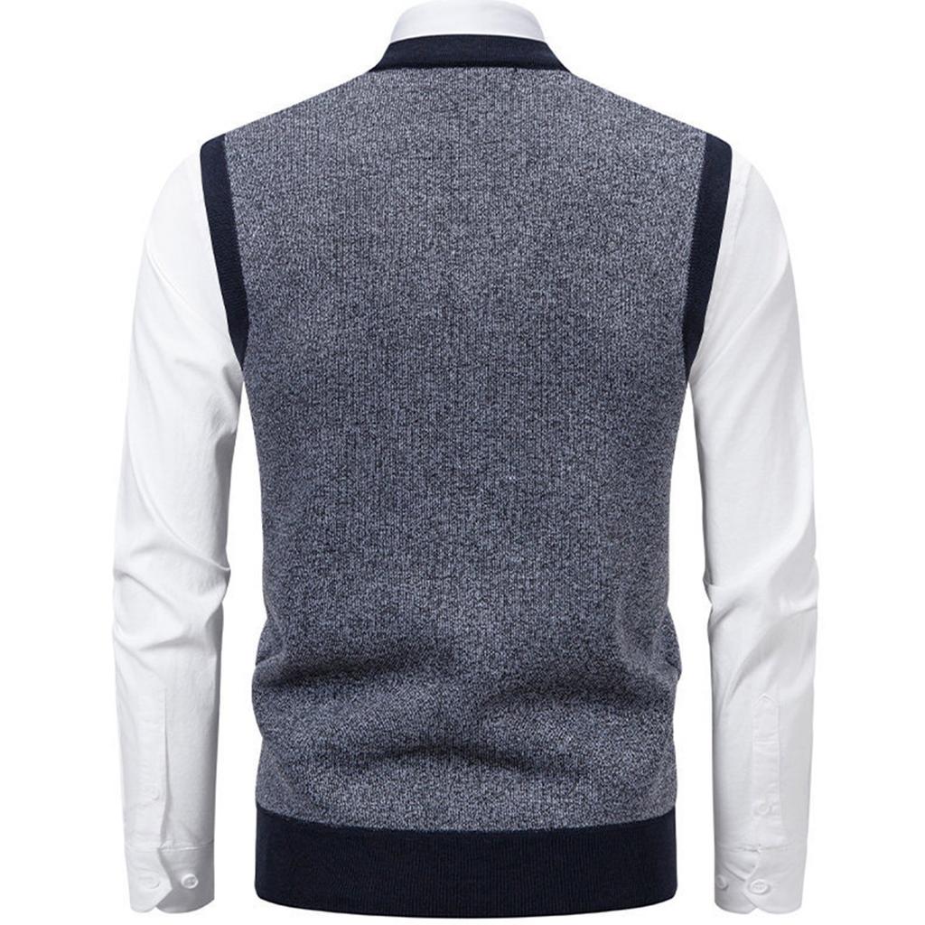 Men's Winter Fleece-Lined Plaid Vest, Pullover, Loose-Fitting Men's Sleeveless Sweater Vest